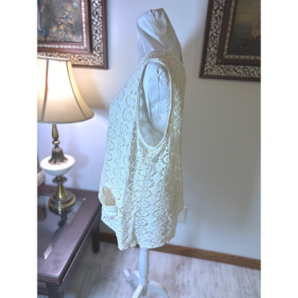 Vintage Blaggio Crochet Lace Budweiser Pocket Tank Top Made USA, ONE SIZE FITS - Picture 12 of 12